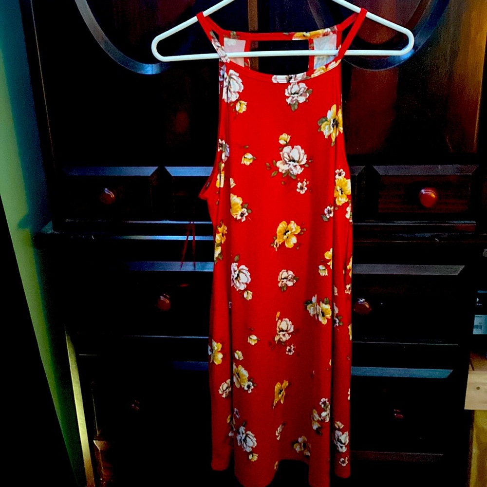 Red floral dress